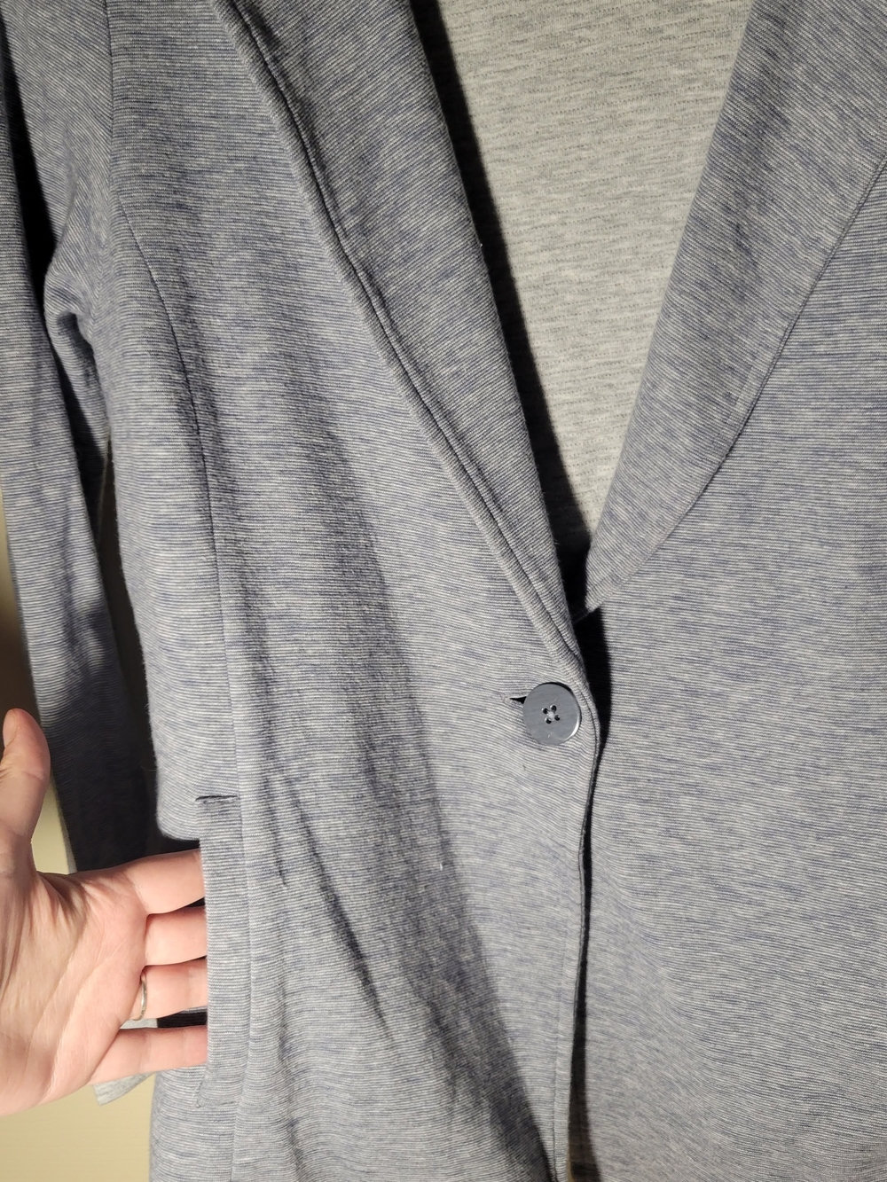 Matty M Light Light Grey Heathered Knit Blazer Soft, Stretchy, Great Pockets - Picture 2 of 4